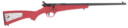 Savage Arms 13795 Rascal  Youth 22 LR 1rd 16.13" Matte Black Sporter Barrel, Matte Black Carbon Steel Receiver, Red Fixed Synthetic Stock, Right Hand