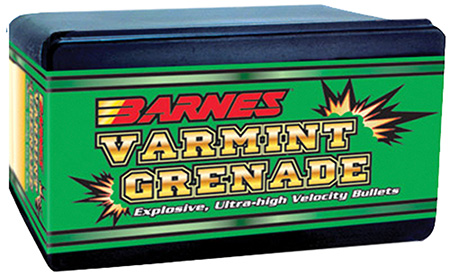 Barnes Bullets 30170 Varmint Grenade Ultra High Velocity 22Hornet 30gr Flat Base Hollow Point 100/Box