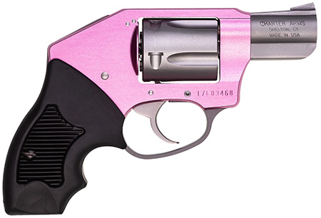 Charter Arms 53851 Undercover Lite Chic Lady Small 38 Special 5 Shot 2" High Polished Stainless Steel Barrel  &  Cylinder, Pink Aluminum Frame w/Black Finger Grooved Rubber Grip, Concealed Hammer
