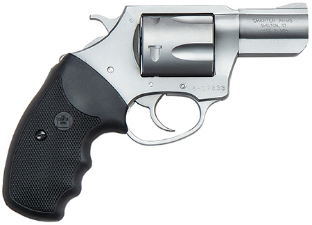 Charter Arms 79920 Pitbull  Large 9mm Luger, 5 Shot 2.20" Matte Stainless Steel Barrel, Cylinder  &  Frame w/Black Finger Grooved Rubber Grip