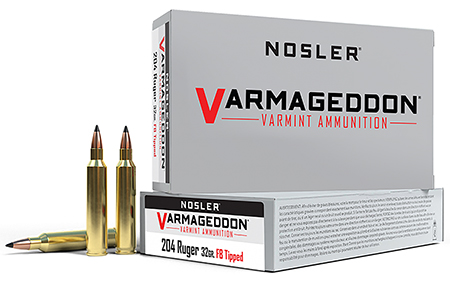 Nosler 65115 Varmageddon  204Ruger 32gr Flat Base Tipped 20 Per Box/20 Case