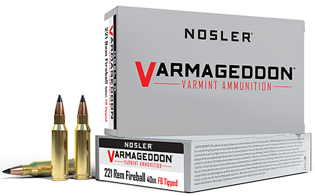 Nosler 65125 Varmageddon  221RemFireball 40gr Flat Base Tipped 20 Per Box/20 Case