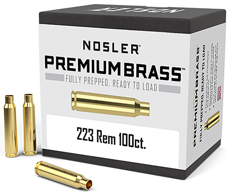 Nosler 10098 Premium Brass Unprimed Cases 223Rem Rifle Brass 100/Box