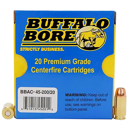 Buffalo Bore Ammunition 4520020 Personal Defense Strictly Business 45ACP +P 200gr Jacket Hollow Point 20 Per Box/12 Case