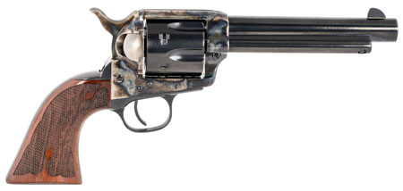 Taylors  &  Company 555129 Gambler  357 Mag Caliber with 5.50" Blued Finish Barrel, 6rd Capacity Blued Finish Cylinder, Color Case Hardened Finish Steel Frame  &  Checkered Walnut Grip