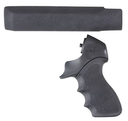 Hogue 05015 OverMolded Tamer Pistol Grip  &  Forend Black Rubber with Finger Grooves, Polymer Forend for Mossberg 500 12  Gauge