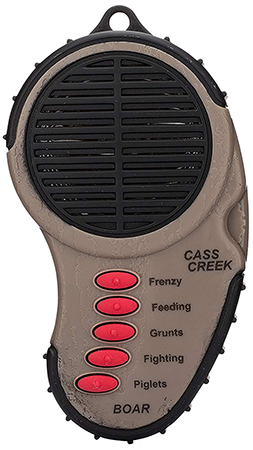 Cass Creek CC034 Ergo Electronic  Boar Call, 5 Authentic Sounds, Brown Plastic, Includes Belt Clip  &  External Speaker Input Jack