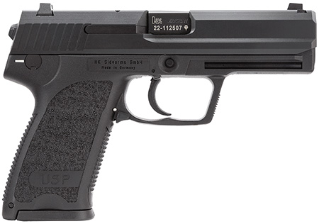 HK 81000318 USP V7 LEM 40 S&W Caliber with 4.25" Barrel, 13+1 Capacity, Overall Black Finish, Serrated Trigger Guard Frame, Serrated Steel Slide  &   Polymer Grip Includes 2 Mags