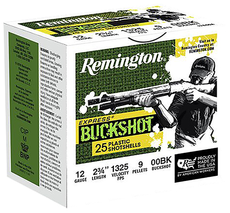 Remington Ammunition 20411 Express Buckshot 12Gauge 2.75" 00Buck Shot 25 Per Box/10 Case