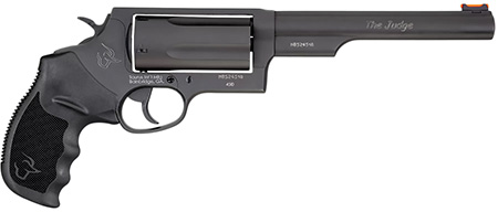 Taurus 2441061MAG Judge Magnum Compact Frame 45 Colt (LC)/410 Mag 5rd 6.50" Matte Black Oxide Steel Barrel, Cylinder  &  Frame, Black Finger Groove Grip, Exposed Hammer