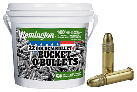 Remington Ammunition 21231 Golden Bullet Bucket O Bullets 22LR 36gr Plated Hollow Point 1400 Per Box/4 Case *Bucket