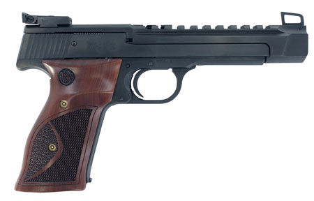 Smith  &  Wesson 178031 41 Performance Center Full Size Frame 22 LR 10+1, 5.50" Blued Button Rifled/Picatinny Rail Barrel, Blued Serrated Slide  &  Frame, Custom Wood Target Grip, Thumb Safety