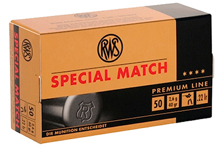 RWS/Umarex 2134233 Special Match Premium Line 22LR 40gr Lead Round Nose 50 Per Box/100 Case