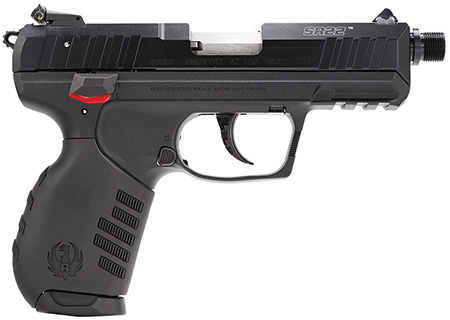 Ruger 3604 SR22  22 LR 10+1 3.50" Satin Stainless Threaded Barrel, Black Anodized Serrated Slide, Black Polymer Frame w/Picatinny Rail, Black Polymer Grip, Right Hand