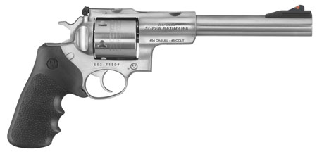 Ruger 5507 Super Redhawk  Large Frame 480 Ruger 6rd 7.50" Satin Stainless w/Integral Mount Barrel, Satin Stainless Steel Cylinder  &  Frame, Hogue Tamer Monogrip, Transfer Bar Safety, Exposed Hammer