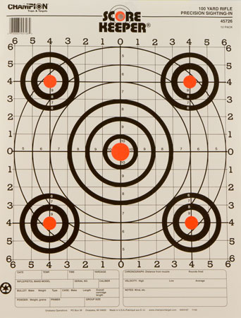 Champion Targets 45726 Score Keeper  Bullseye Paper Hanging 100 yds Pistol/Rifle 14" x 18" Multi-Color 12 PK
