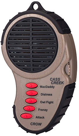 Cass Creek 065 Ergo Electronic  Crow Call, 5 Authentic Calls, Bark Camouflage Finish, Includes Belt Clip