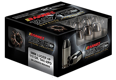 Barnes Bullets 21551 TAC-XPD Defense Handgun 9mmLuger +P 115gr 20 Per Box/10 Case
