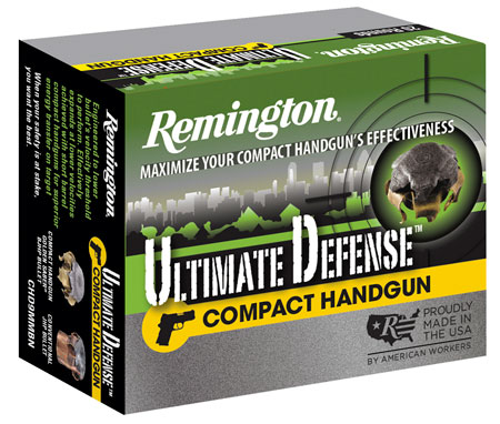 Remington Ammunition 28967 Ultimate Defense Compact Handgun 45ACP 230gr Brass Jacketed Hollow Point 20 Per Box/25 Case