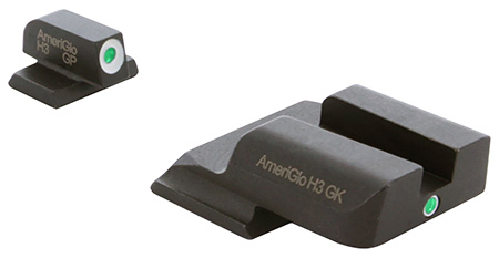 AmeriGlo SW141 i-Dot Sight Set for Smith  &  Wesson M & P Shield  Green Tritium White Outline Front Sight-Green Tritium Rear Sight