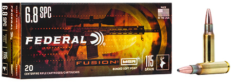 Federal F68MSR1 Fusion MSR 6.8mmRem SPC 115gr Bonded Soft Point 20 Per Box/10 Case