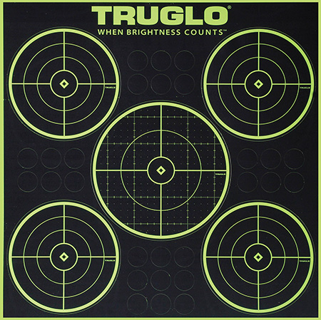 TruGlo TG11A6 Tru-See 5-Bull Target Self-Adhesive Heavy Paper Black/Green 12"x12" 6 Pack