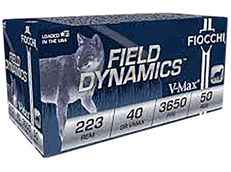 Fiocchi 223FHVB Field Dynamics  223Rem 40gr Hornady V-Max 50/4 *Sold as case