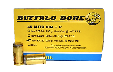 Buffalo Bore Ammunition 32C20 Personal Defense Strictly Business 45Auto Rim +P 225gr Wadcutter 20 Per Box/12 Case