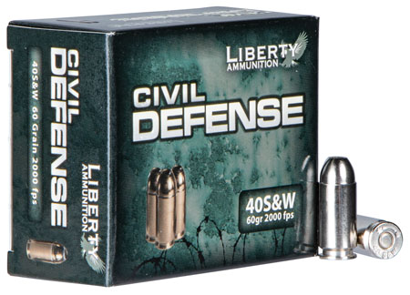 Liberty Ammunition LACD40012 Civil Defense  40S&W 60gr Lead Free Fragmenting Hollow Point 20 Per Box/50 Case