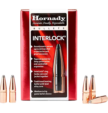 Hornady 3335 InterLock  338 Cal .338 250 gr Soft Point Recoil Proof 100 Per Box/ 15 Case