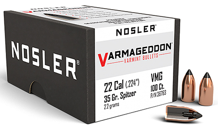 Nosler 36763 Varmageddon  22Cal 35gr Flat Base Tipped 100/Box