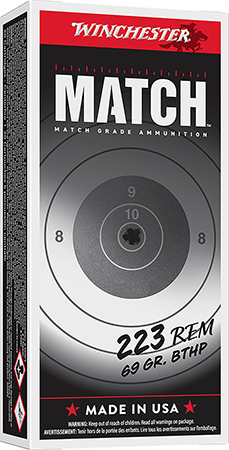 Winchester Ammo S223M2 Match  223Rem 69gr Sierra MatchKing BTHP 20 Per Box/10 Case