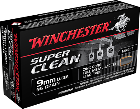 Winchester Ammo W9MMLF Super Clean  9mmLuger 95gr Lead Free Full Metal Jacket 50 Per Box/10 Case