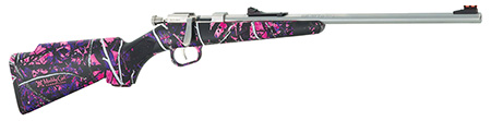 Henry H005MG Mini Bolt Youth 22 Short/ 22 Long/ 22 LR 1rd  16.25" Matte Stainless Barrel  &  Receiver, Muddy Girl Synthetic Stock Right Hand