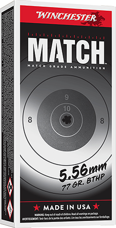 Winchester Ammo S556M Match  5.56x45mmNATO 77gr Sierra MatchKing BTHP 20 Per Box/10 Case