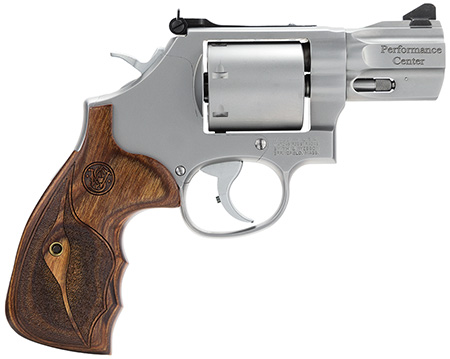 Smith  &  Wesson 170346 Performance Center Model 686 38 S&W Spl +P, 357 Mag 7rd 2.50" Stainless Steel Barrel, Unfluted Cylinder, Matte Silver Stainless Steel Frame with Wood Grip Includes Moon Clips