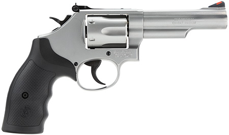 Smith  &  Wesson 162662 Model 66  357 Mag or 38 S&W Spl +P Stainless Steel 4.25" Barrel, 6 Shot Matte Stainless Steel K-Frame, Red Ramp Front/White Outline Rear Sights, Internal Lock