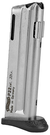 Walther Arms 512604 P22  10rd Detachable w/Finger Rest 22 LR Black Steel