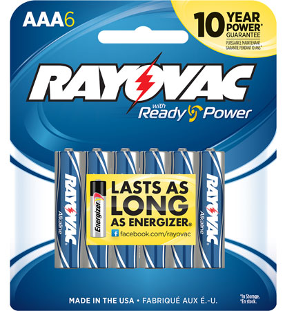 Rayovac 8246T AAA HIGH ENREGY Alkaline Batteries  Silver/Blue 1.5 Volts 2,700 mAh (6) Single Pack