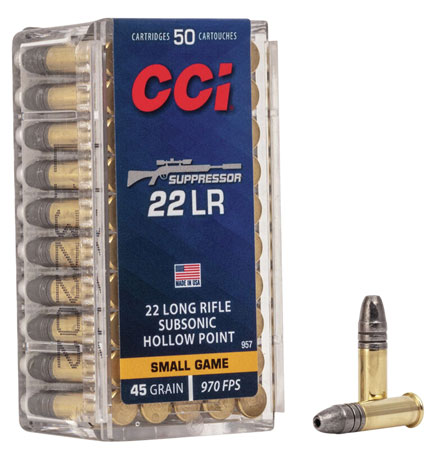 CCI 957 Suppressor Small Game 22LR 45gr Lead Hollow Point 50 Per Box/100 Case