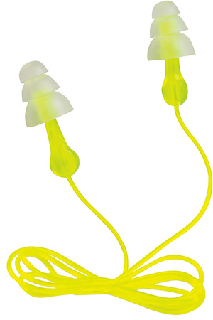 Peltor 97317 Tri-Flange Reusable Earplugs Polymer 26 dB In The Ear Yellow Buds with Yellow Cord Adult 3 Pair