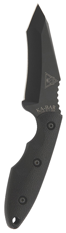 Ka-Bar 2486 TDI Hell Fire 3.56" Fixed Recurve Tanto Plain Black 1095 Cro-Van Blade, Black Ultramid Handle, Includes Sheath