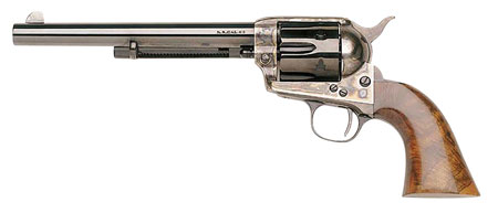 Taylors  &  Company 550907 1873 Cattleman SAO 45 Colt (LC) Caliber with 7.50" Blued Finish Barrel, 6rd Capacity Blued Finish Cylinder, Color Case Hardened Finish Steel Frame  &  Walnut Grip