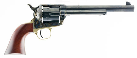 Taylors  &  Company 550851 Ranch Hand  45 Colt (LC) Caliber with 7.50" Blued Finish Barrel, 6rd Capacity Blued Finish Cylinder, Color Case Hardened Finish Steel Frame  &  Walnut Grip