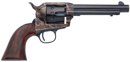 Taylors  &  Company 550805 1873 Cattleman 22 LR Caliber with 4.75" Blued Finish Barrel, 12rd Capacity Blued Finish Cylinder, Color Case Hardened Finish Steel Frame  &  Walnut Grip