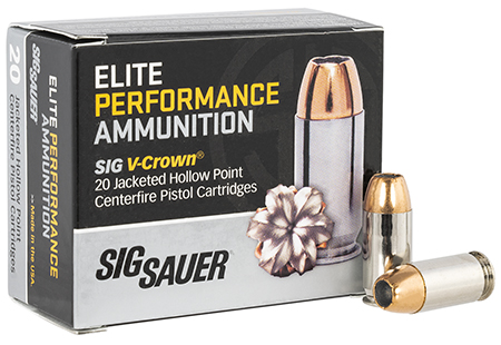 Sig Sauer E45AP120 Elite Performance  45ACP 200gr V-Crown Jacketed Hollow Point 20 Per Box/10 Case