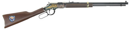 Henry H004TT Golden Boy Trucker's Tribute 22 Short, 22 Long or 22 LR Caliber with 16 LR/21 Short Capacity, 20" Blued Barrel, Nickel-Plated Metal Finish  &  American Walnut Stock Right Hand (Full Size)