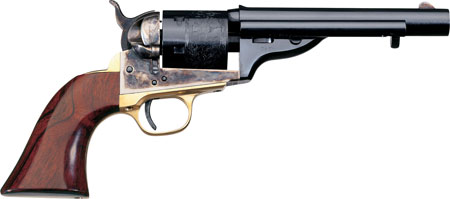Taylors  &  Company 550721 1851 Open-Top 45 Colt (LC) Caliber with 5.50" Blued Finish Barrel, 6rd Capacity Blued Finish Cylinder, Color Case Hardened Finish Steel Frame  &  Walnut Navy Size Grip