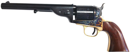 Taylors  &  Company 550725 1851 Open-Top 45 Colt (LC) Caliber with 7.50" Blued Finish Barrel, 6rd Capacity Blued Finish Cylinder, Color Case Hardened Finish Steel Frame  &  Walnut Navy Size Grip