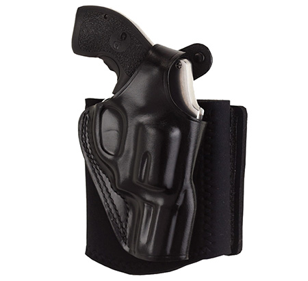 Galco AG600B Ankle Glove  Size Fits Ankles up to 13" Black Leather Hook  &  Loop Compatible w/Sig P365/P365 SAS/Glock 42 Right Hand